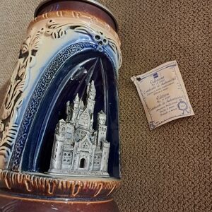 Artisan Ceramic Castle Mug - Blue and Brown